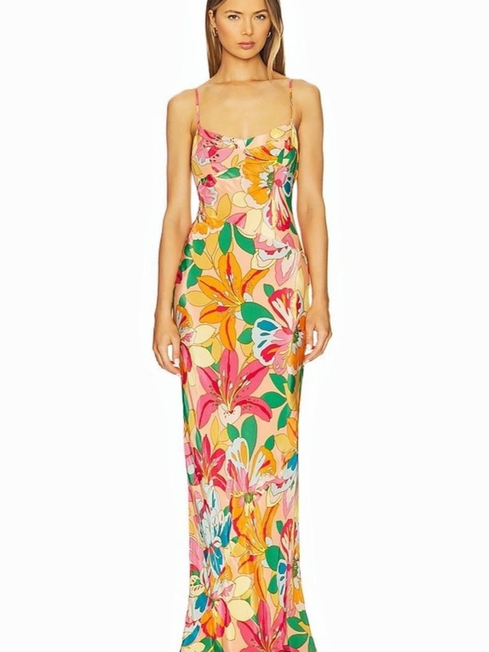 Amanda Uprichard Floral Maxi Dress in Pink & Green
